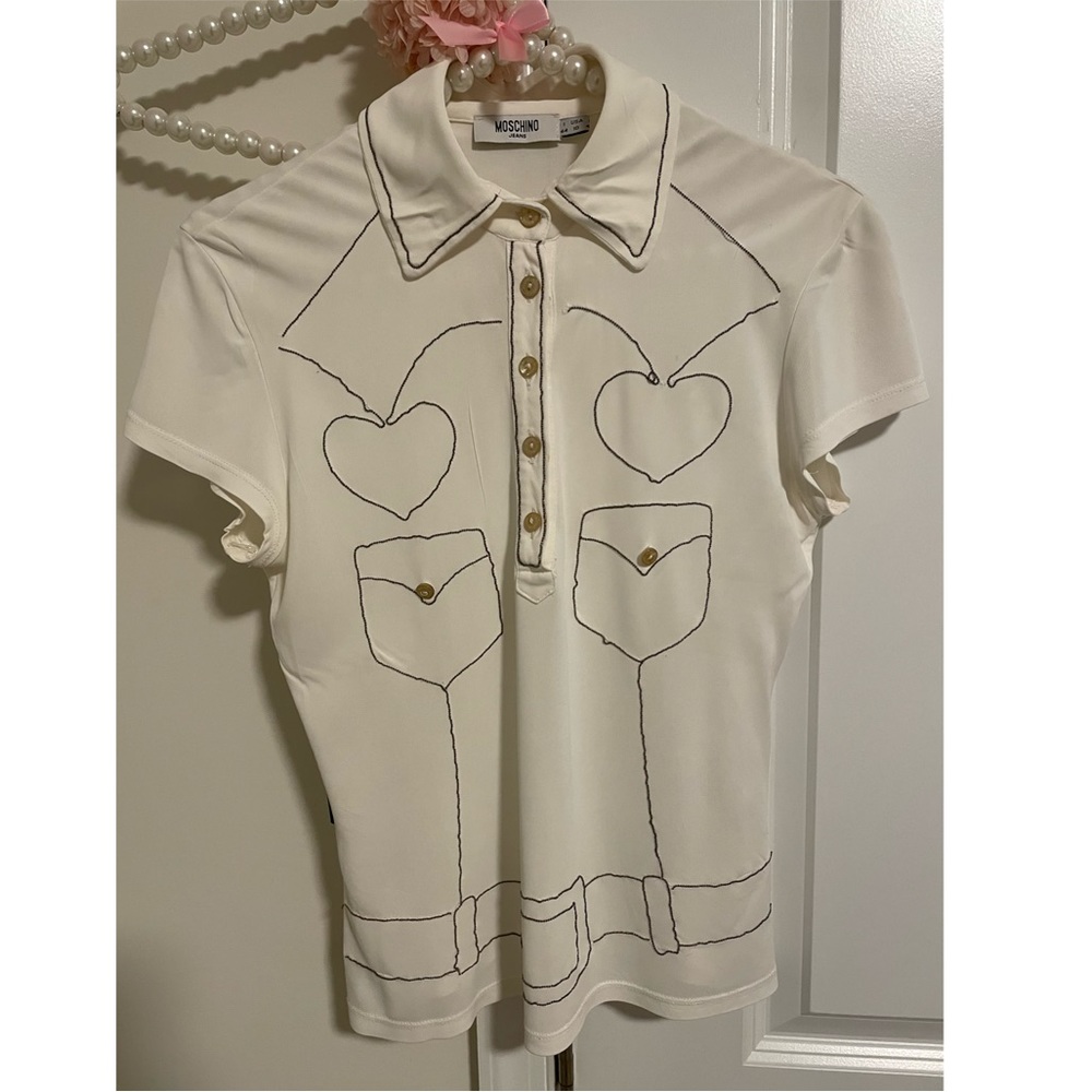 ***MOSCHINO*** Off White Chain Designed Top